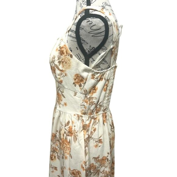Monteau Cream Floral Maxi Dress Large - Picture 4 of 16